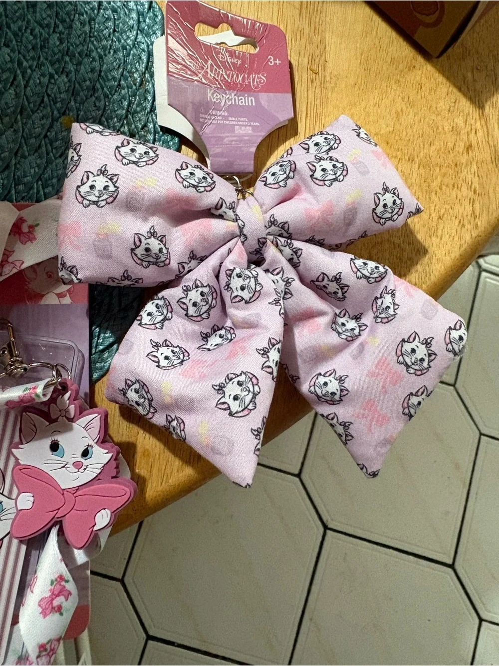 Disney Pink Marie Cat Bow and Matching Lanyard Set